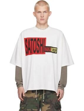 Satoshi Nakamoto White Distort  Cotton Jersey T-shirt Men’s Size XXL *FLAW*